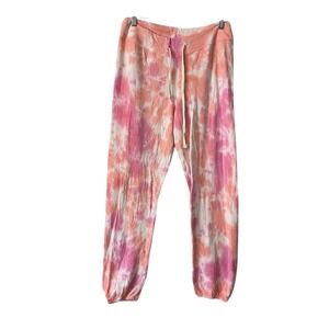 Sundry Tie Dye Sweatpants Pink Orange White Drawstring Joggers‎ Women's Size 2